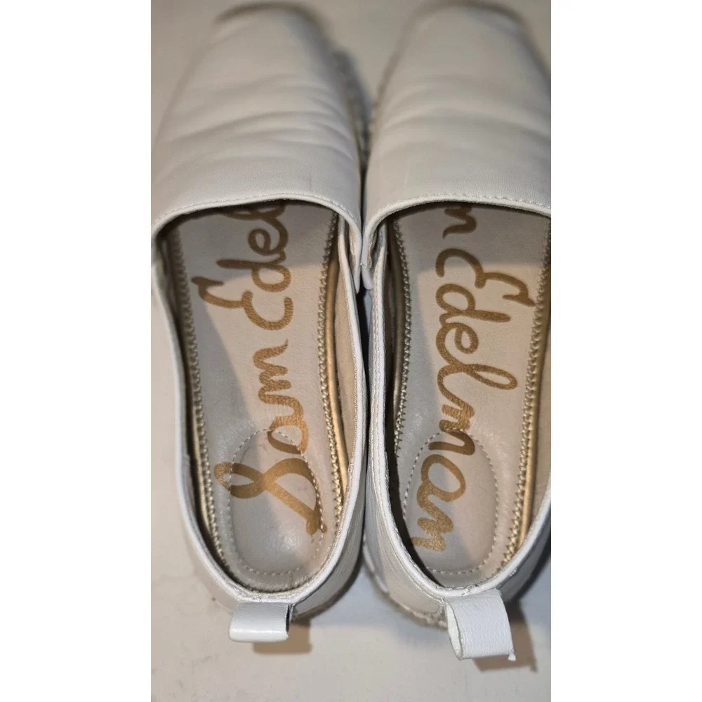 Sam Edelman Khloe White Leather Espadrille Flats Slip On Shoes Womens 8.5 M